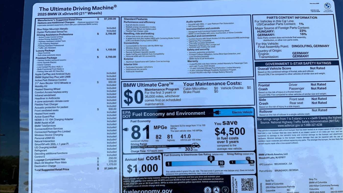 2025 BMW iX WB523CF06SCU67865