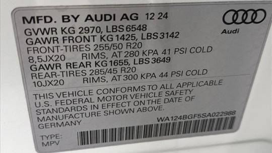 2025 Audi Q6 e-tron WA124BGF5SA022988