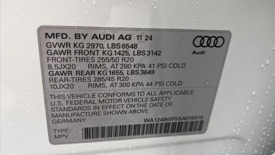 2025 Audi Q6 e-tron WA124BGF5SA019315