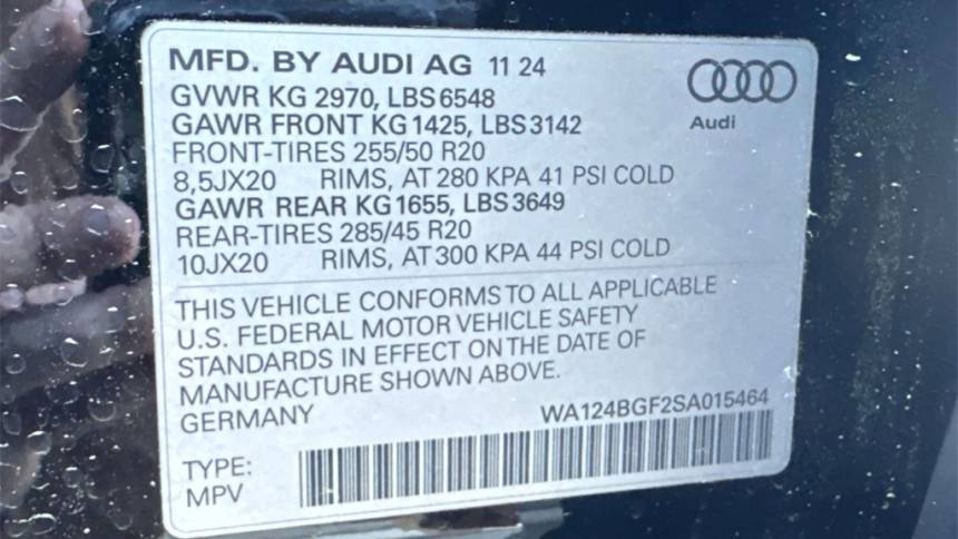2025 Audi Q6 e-tron WA124BGF2SA015464