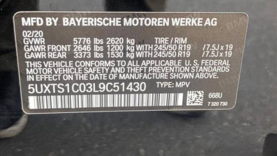 2020 BMW X3 5UXTS1C03L9C51430