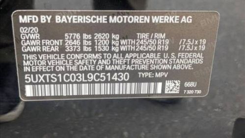 2020 BMW X3 5UXTS1C03L9C51430