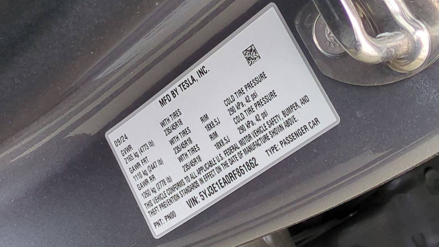 2024 Tesla Model 3 5YJ3E1EA0RF861862