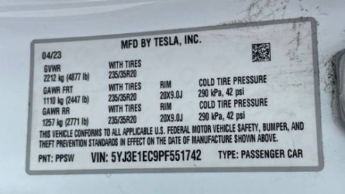 2023 Tesla Model 3 5YJ3E1EC9PF551742