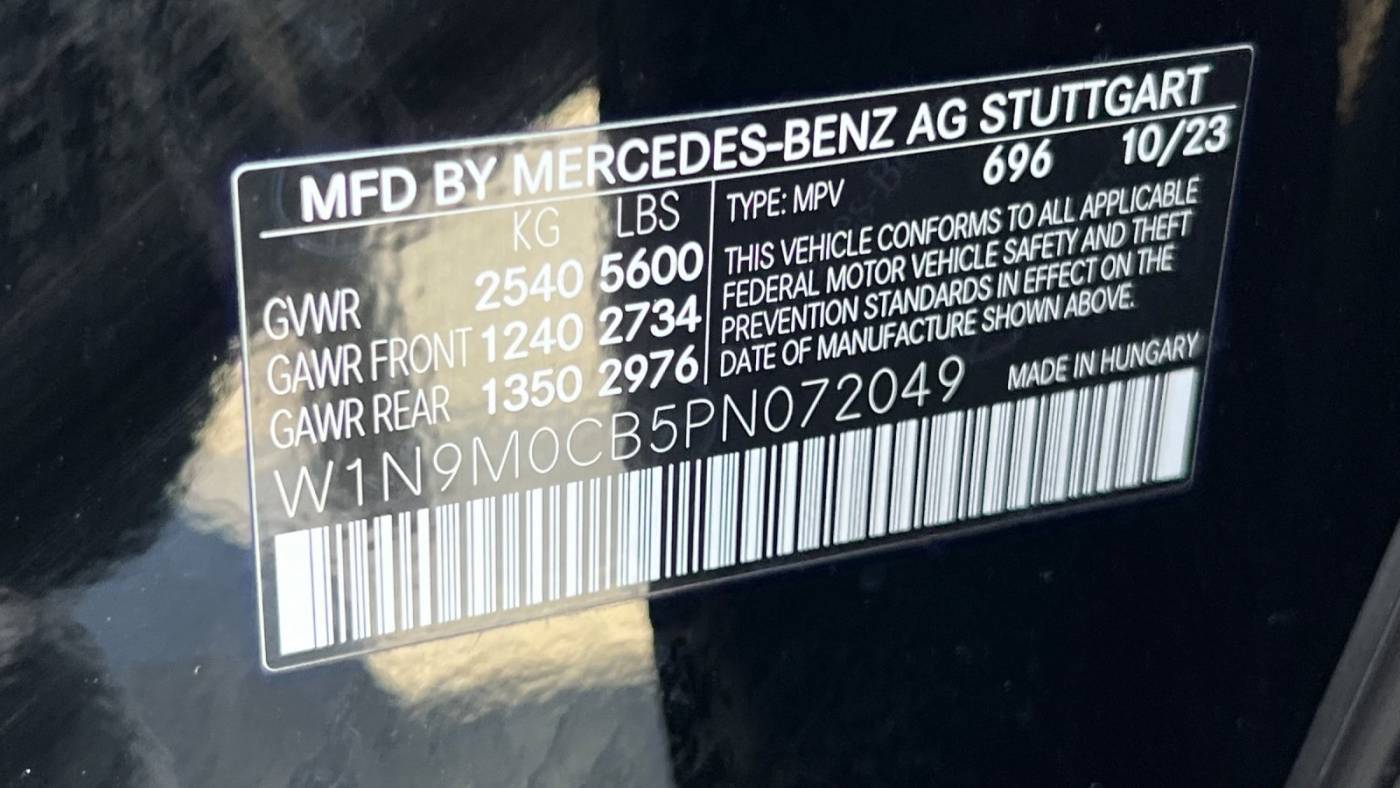 2023 Mercedes EQB W1N9M0CB5PN072049