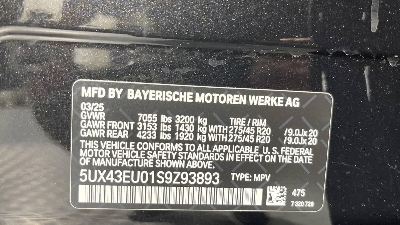 2025 BMW X5 5UX43EU01S9Z93893