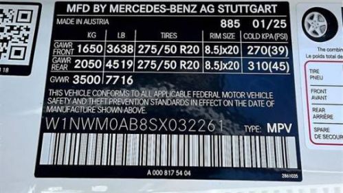 2025 Mercedes Electric G-Class W1NWM0AB8SX032261