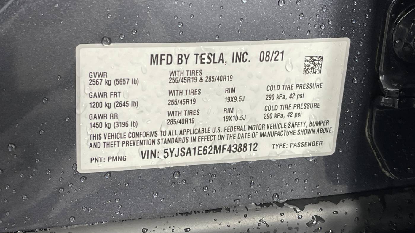 2021 Tesla Model S 5YJSA1E62MF438812