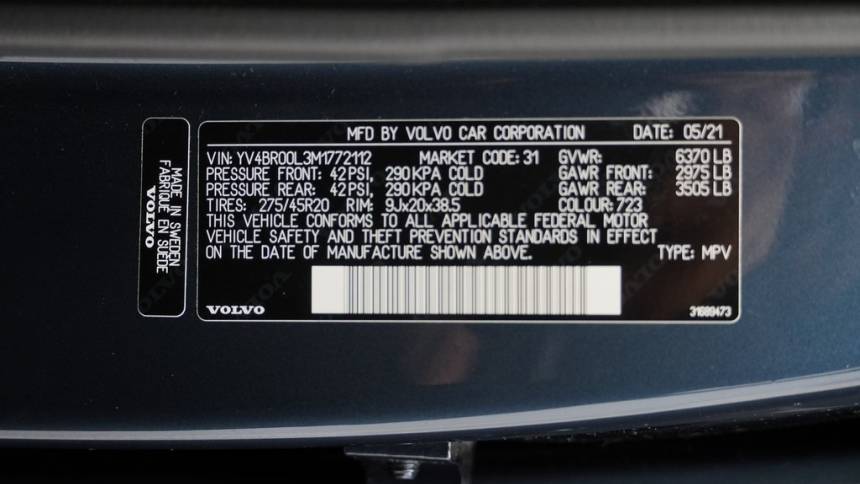 2021 Volvo XC90 YV4BR00L3M1772112