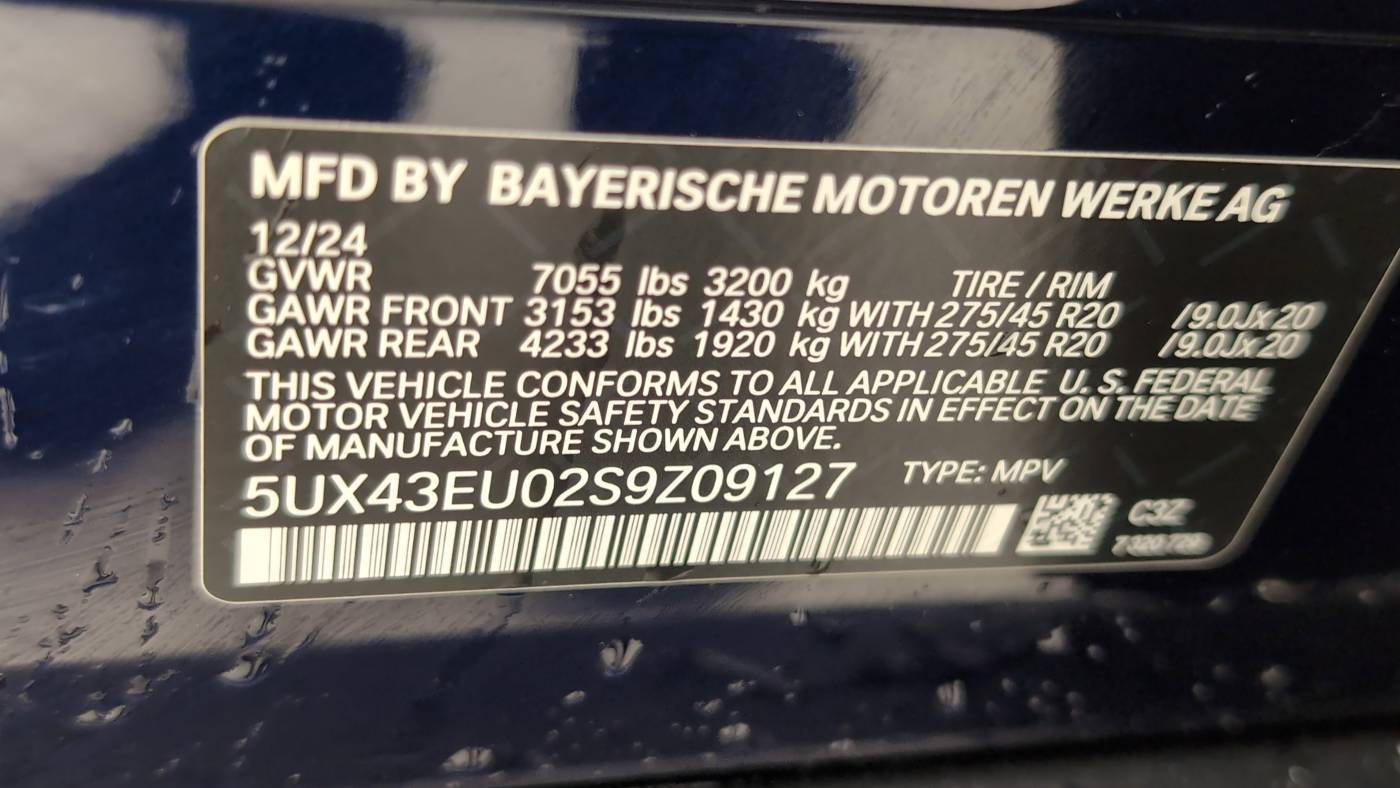 2025 BMW X5 5UX43EU02S9Z09127