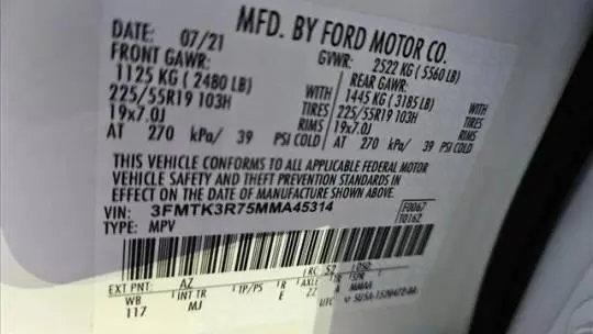 2021 Ford Mustang Mach E 3FMTK3R75MMA45314