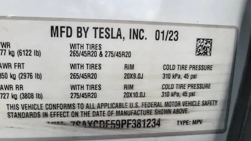2023 Tesla Model X 7SAXCDE59PF381234