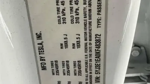 2019 Tesla Model 3 5YJ3E1EA0KF483872