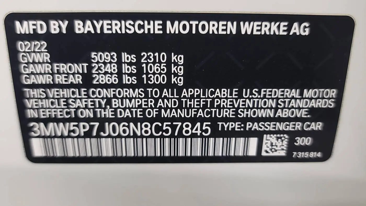 2022 BMW 3 Series 3MW5P7J06N8C57845