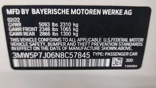 2022 BMW 3 Series 3MW5P7J06N8C57845