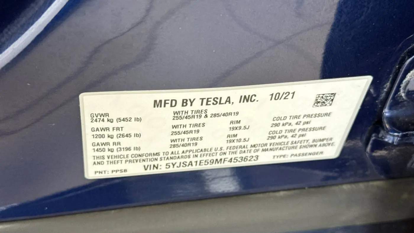 2021 Tesla Model S 5YJSA1E59MF453623