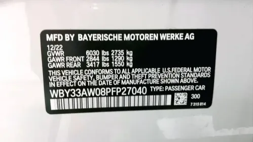 2023 BMW i4 WBY33AW08PFP27040