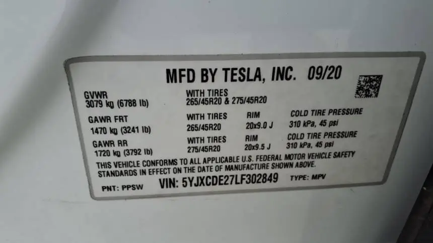 2020 Tesla Model X 5YJXCDE27LF302849
