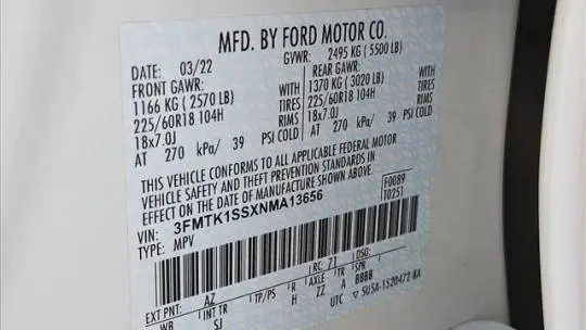 2022 Ford Mustang Mach E 3FMTK1SSXNMA13656
