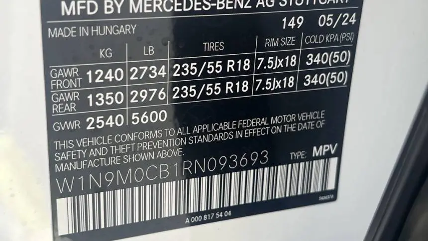 2024 Mercedes EQB W1N9M0CB1RN093693