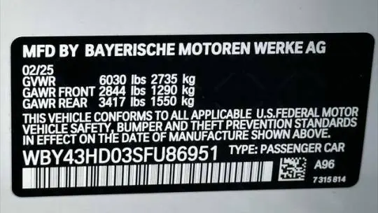 2025 BMW i4 WBY43HD03SFU86951