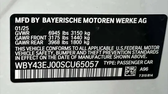 2025 BMW i7 WBY43EJ00SCU65057