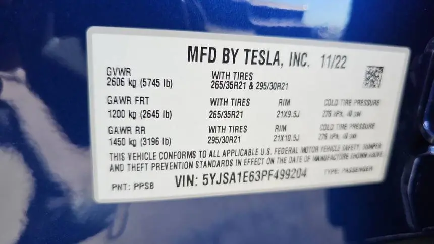 2023 Tesla Model S 5YJSA1E63PF499204
