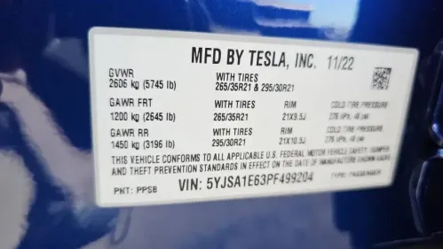 2023 Tesla Model S 5YJSA1E63PF499204