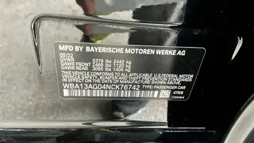 2022 BMW 5 Series WBA13AG04NCK76742