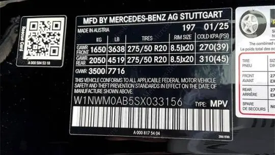 2025 Mercedes Electric G-Class W1NWM0AB5SX033156