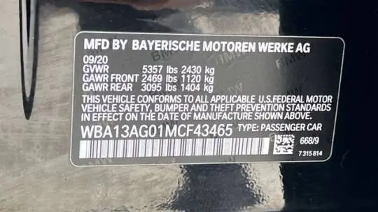 2021 BMW 5 Series WBA13AG01MCF43465