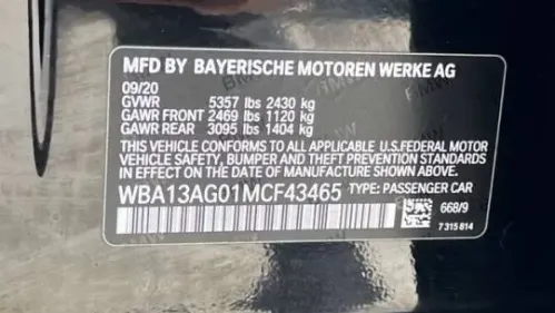 2021 BMW 5 Series WBA13AG01MCF43465