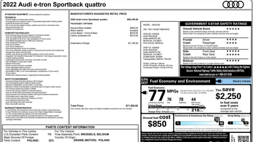 2022 Audi e-tron WA11AAGE1NB024032
