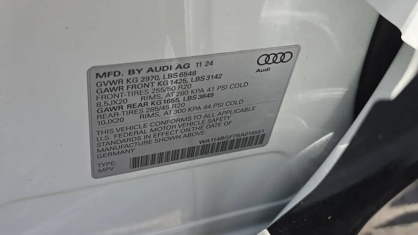 2025 Audi Q6 e-tron WA114BGF7SA018551
