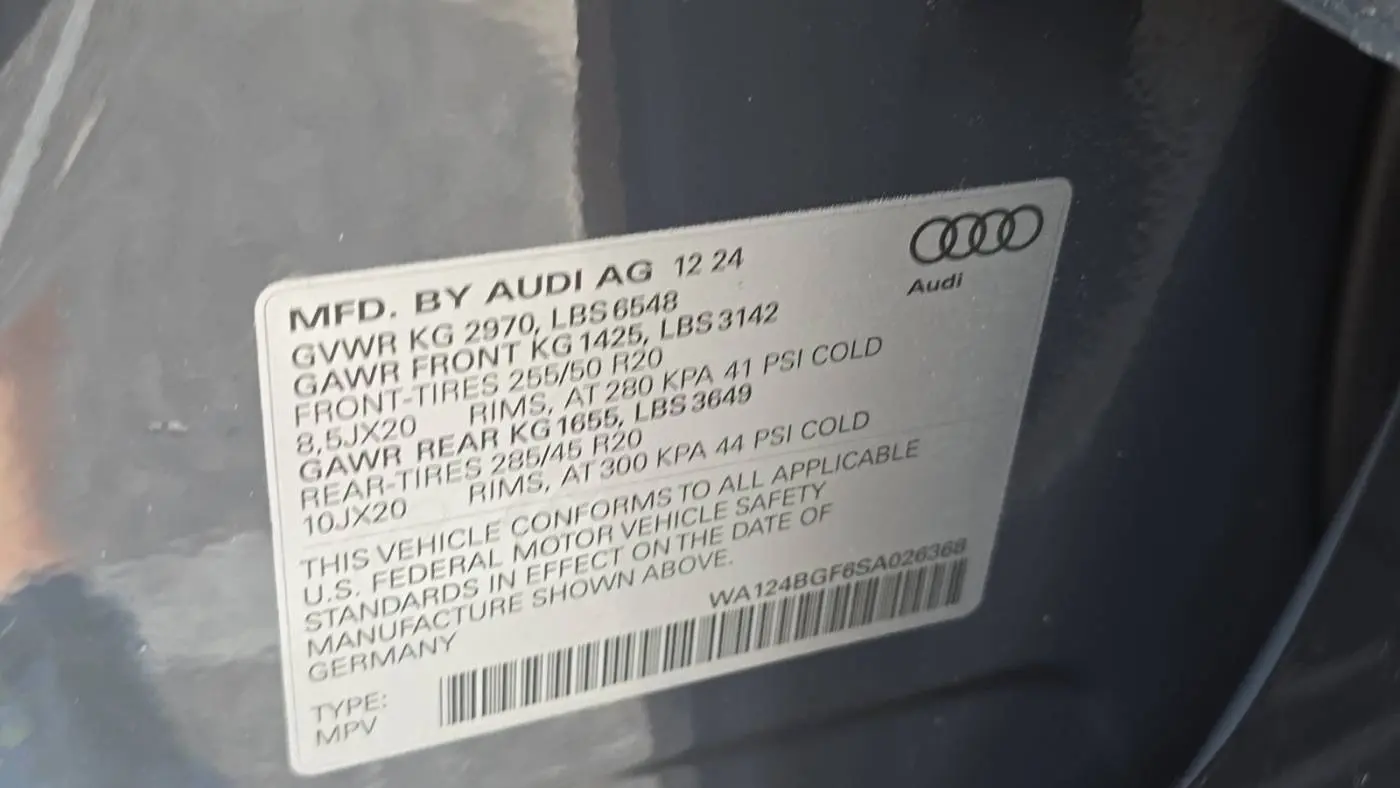 2025 Audi Q6 e-tron WA124BGF6SA026368