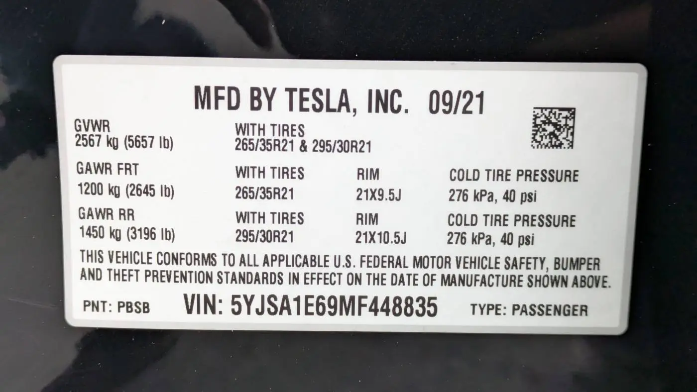 2021 Tesla Model S 5YJSA1E69MF448835