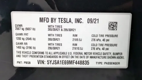 2021 Tesla Model S 5YJSA1E69MF448835