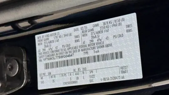 2025 Ford F-150 Lightning 1FT6W3L77SWG04647