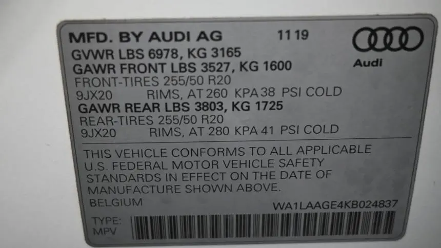 2019 Audi e-tron WA1LAAGE4KB024837