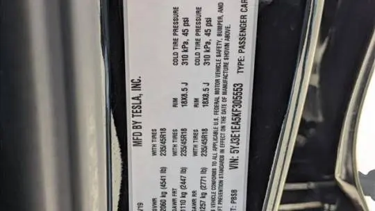 2019 Tesla Model 3 5YJ3E1EA5KF305553