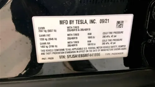 2021 Tesla Model S 5YJSA1E65MF441896