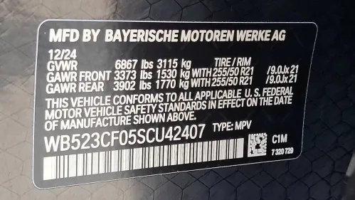 2025 BMW iX WB523CF05SCU42407