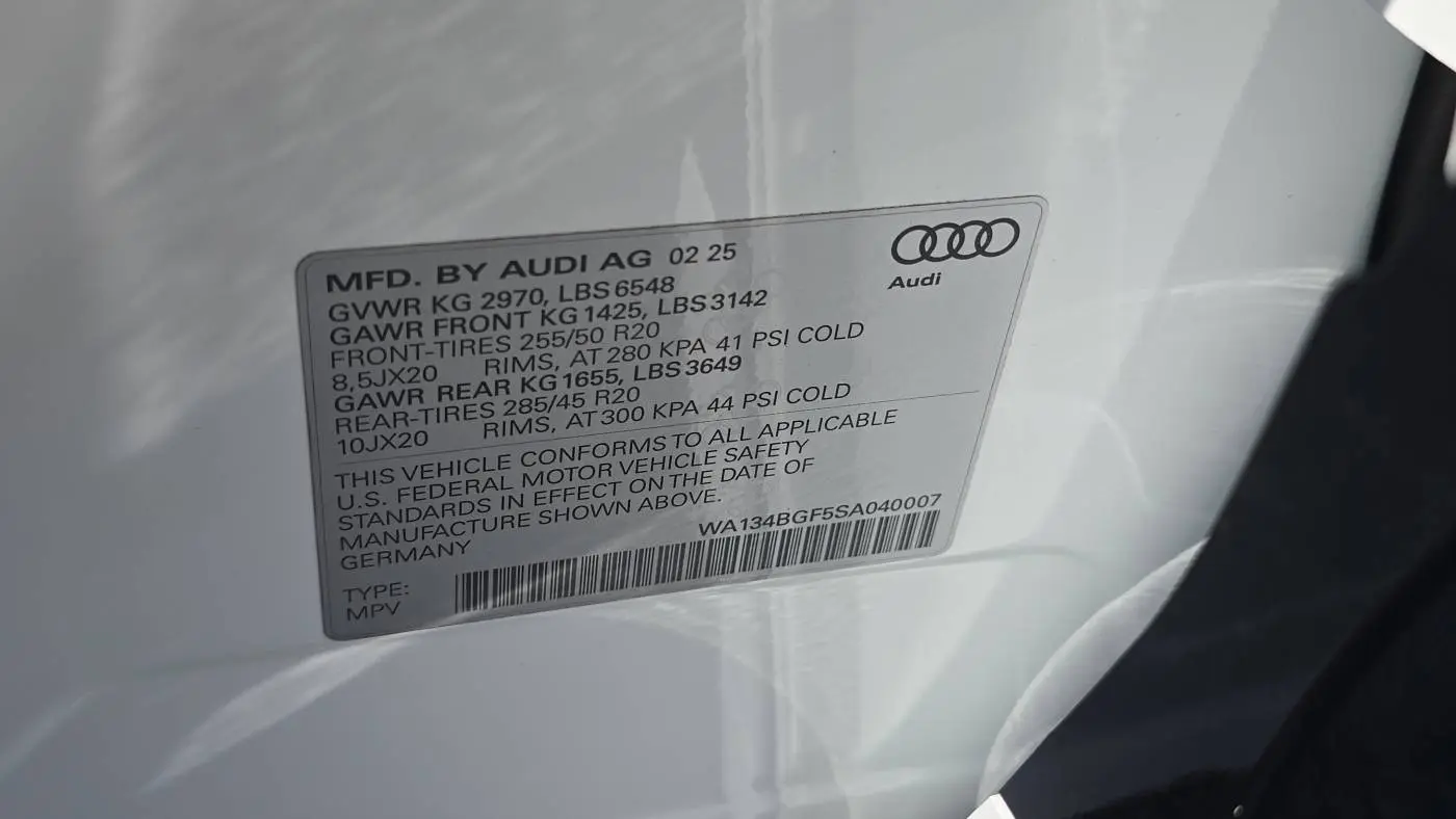 2025 Audi Q6 e-tron WA134BGF5SA040007