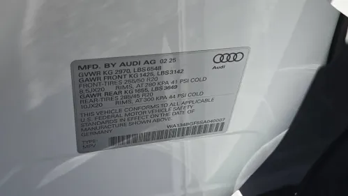 2025 Audi Q6 e-tron WA134BGF5SA040007