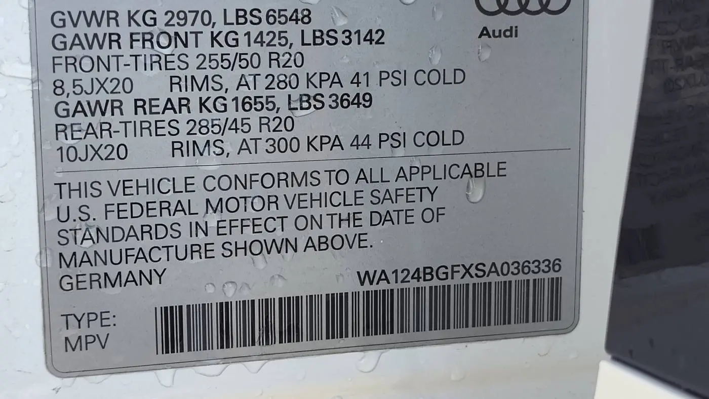 2025 Audi Q6 e-tron WA124BGFXSA036336