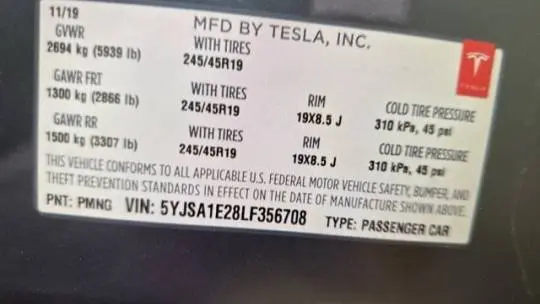 2020 Tesla Model S 5YJSA1E28LF356708