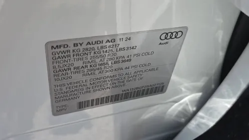 2025 Audi Q6 e-tron WA122BGF2SA021125