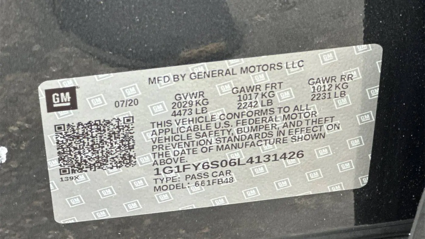 2020 Chevrolet Bolt 1G1FY6S06L4131426