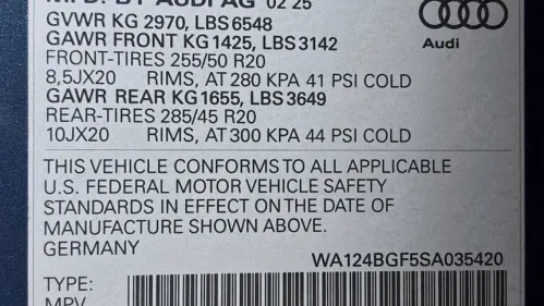 2025 Audi Q6 e-tron WA124BGF5SA035420