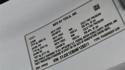 2022 Tesla Model 3 5YJ3E1EB8NF128011
